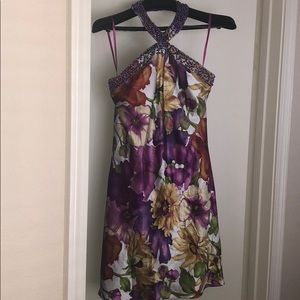 Sean Couture Multi-Colored Floral Halter Dress